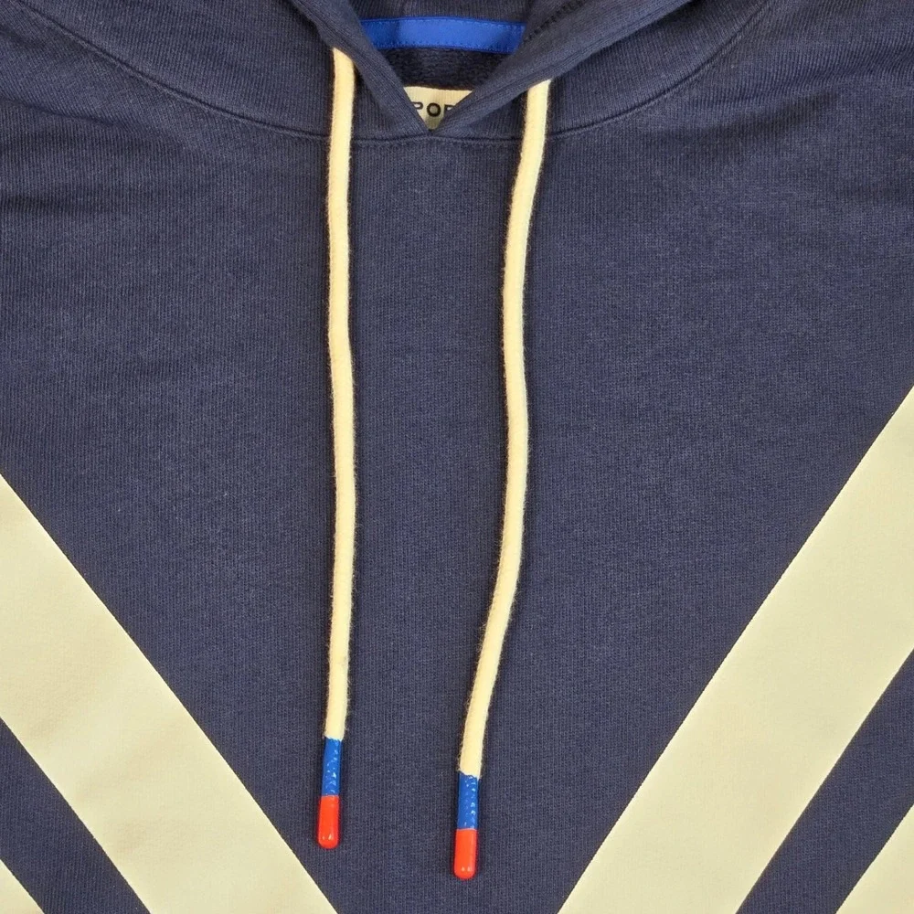 Tory Burch Sport French Terry Chevron Hoodie Color Tory Navy/Snow White Size M